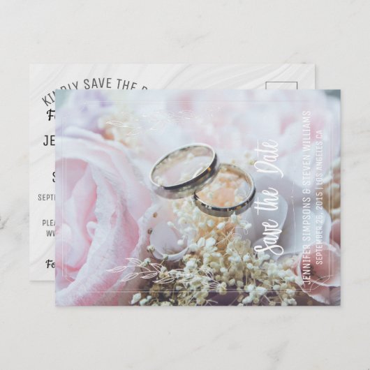 Foto sparen de Datumflorale ringen Aankondigingskaart (Voorkant / Achterkant)