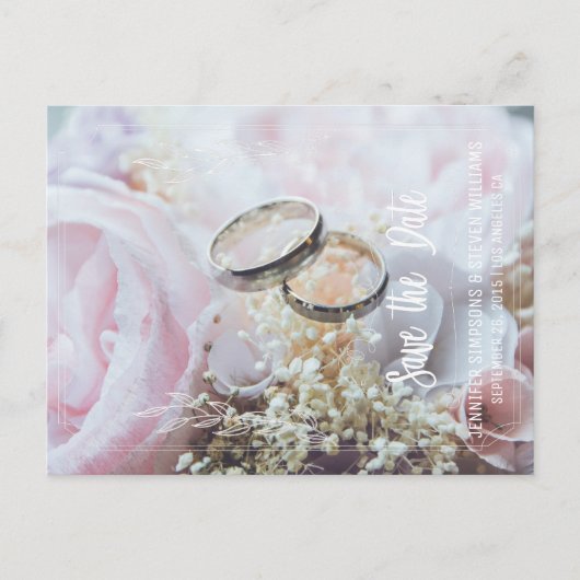 Foto sparen de Datumflorale ringen Aankondigingskaart (Voorkant)