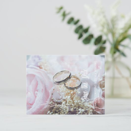 Foto sparen de Datumflorale ringen Aankondigingskaart (Staand voorkant)