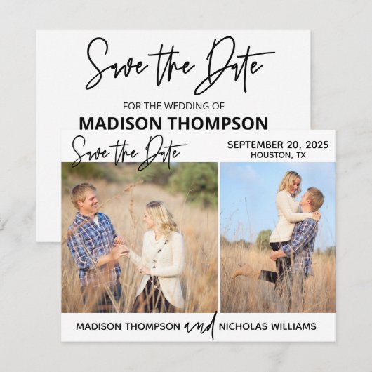 Foto sparen de Kaarten van de Datum met Twee Afbee (Voorkant / Achterkant)