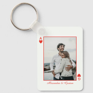 foto speelkaarten hart liefde aas eenvoudig sleutelhanger