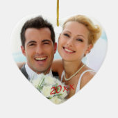 Foto & Split Ampersand - Eerste Kerstmis, Mr & Mrs Keramisch Ornament (Achterkant)