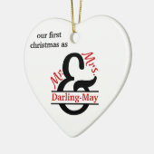 Foto & Split Ampersand - Eerste Kerstmis, Mr & Mrs Keramisch Ornament (Links)