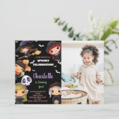 Foto Spooky Dolls Halloween Verjaardag Uitnodiging (Staand voorkant)