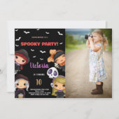 Foto Spooky Party Zwart Halloween Verjaardag Kaart (Voorkant)