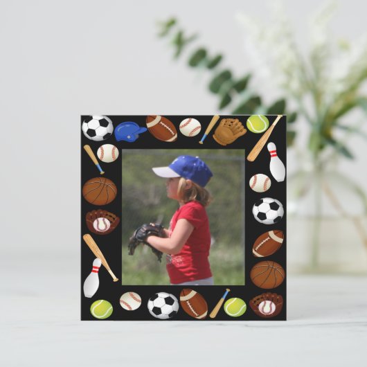 Foto Sports Birthday Uitnodiging (Staand voorkant)