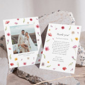 Foto Spring Wildflower Wedding Dank u kaart