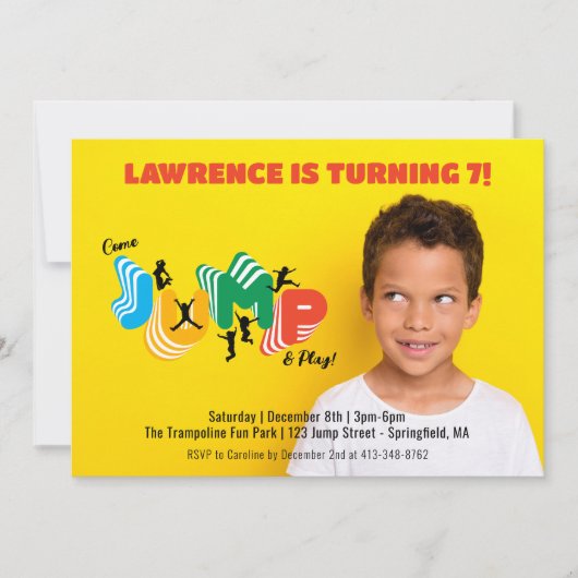 Foto Sprong Spelen Trampoline Park Party Verjaarda Kaart (Voorkant)