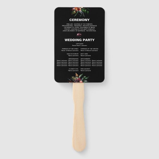 Foto Square Moody Florals Lijst bruiloft feest Handwaaier (Achterkant)