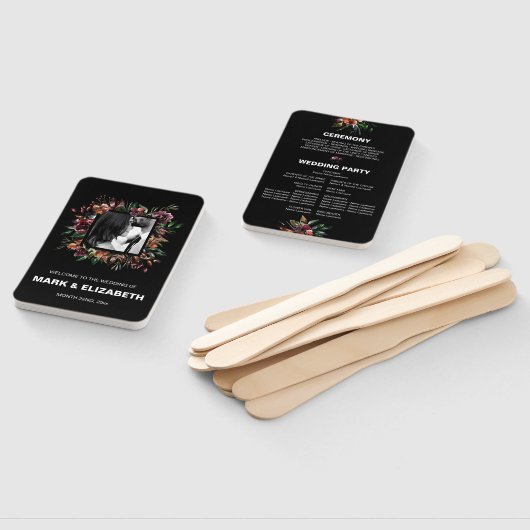 Foto Square Moody Florals Lijst bruiloft feest Handwaaier (Niet-gemonteerd)