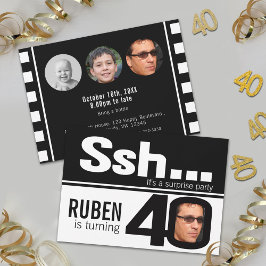 Foto: ssh mannen zwart wit 40e verjaardag 4 foto's kaart