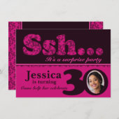 Foto ssh verrassing roze 30e verjaardag uitnodigen kaart (Voorkant / Achterkant)
