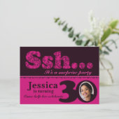 Foto ssh verrassing roze 30e verjaardag uitnodigen kaart (Staand voorkant)