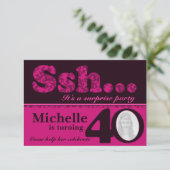 Foto ssh verrassing roze 40e verjaardag uitnodigen kaart (Staand voorkant)
