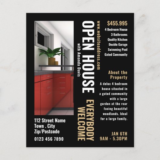 Foto Stijl Realtor Open Huis Adverteren Flyer (Voorkant)