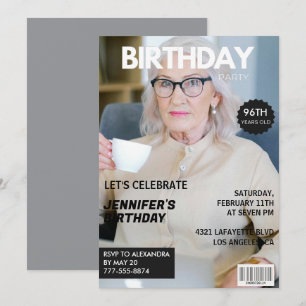 Foto stijlvol tijdschrift omslag voor haar 96ste v kaart