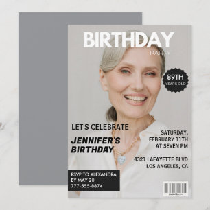 Foto stijlvol tijdschriftcover voor haar 89ste ver kaart
