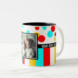 Foto-stippen en -strepen tweekleurige koffiemok