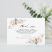 Foto Stof Roze Witte Bloemen Ter Herinnering Bedankkaart (Staand voorkant)