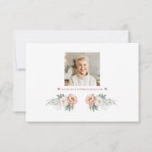 Foto Stof Roze Witte Bloemen Ter Herinnering  Bedankkaart (Achterkant)