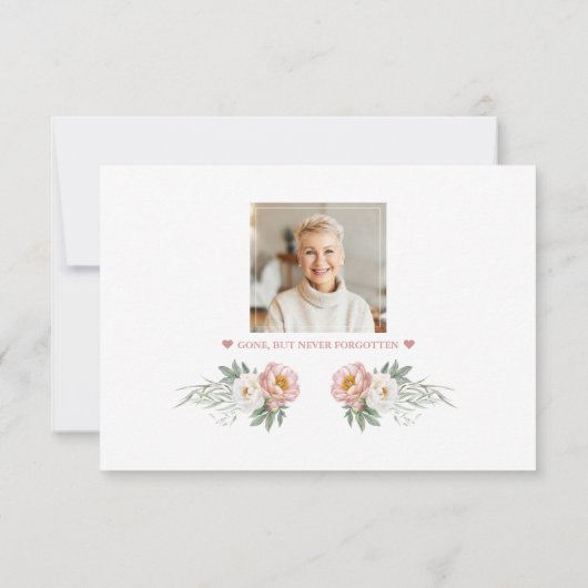 Foto Stof Roze Witte Bloemen Ter Herinnering  Bedankkaart (Achterkant)