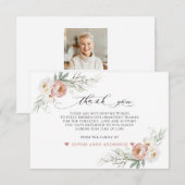 Foto Stof Roze Witte Bloemen Ter Herinnering  Bedankkaart (Voorkant / Achterkant)