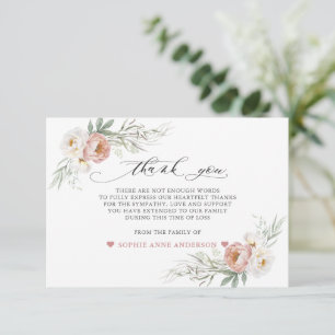 Foto Stof Roze Witte Bloemen Ter Herinnering  Bedankkaart