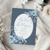 Foto Stofblauw Schrifttype Bloemige Save the Date Kaart