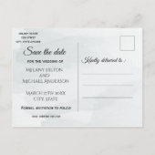 Foto stoffig blauw waterverf groen eucalyptus aankondigingskaart (Achterkant)