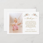 Foto Stoffig Roos Witte Bloemen in liefdevolle her Bedankkaart (Voorkant / Achterkant)