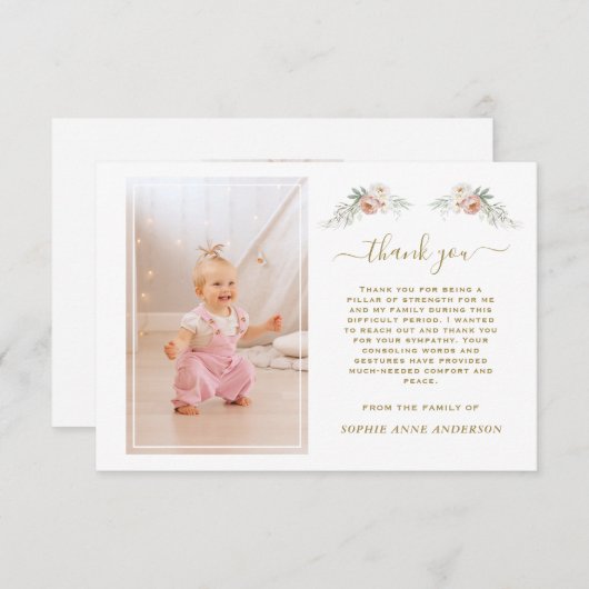 Foto Stoffig Roos Witte Bloemen in liefdevolle her Bedankkaart (Voorkant / Achterkant)