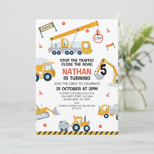 Foto Stop de verkeersconstructie verjaardag Kaart (Staand voorkant)