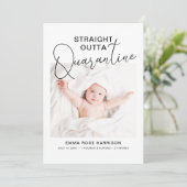 Foto Straight Outta Quarantine Birth Aankondiging (Staand voorkant)