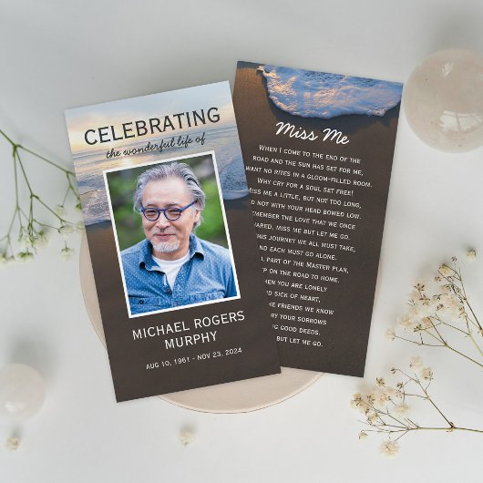 Foto Strand Begrafenis Gebed Kaart Visitekaartje