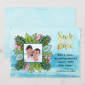 Foto strand bruiloft save the date (Voorkant / Achterkant)