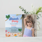 Foto strand feest verjaardag, zomer strand verjaar kaart (Staand voorkant)