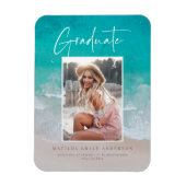 Foto strand oceaan afstudeer aankondiging feest magneet (Verticaal)