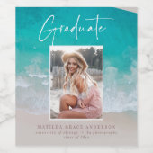 Foto strand oceaan afstudeerfeest wijn etiket (Enkel label)