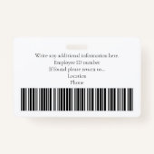 Foto-streepjescode Logo moderne badges voor werkne (Achterkant)