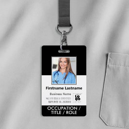 Foto-, streepjescode-, personeelsnaam- en logo zwa badge