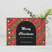 Foto Strip Red Green | Kerstfeestdag Kaart (Staand voorkant)