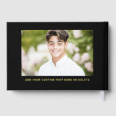 Foto student afstuderen afstudeerdop zwart echt gastenboek (Achterkant)