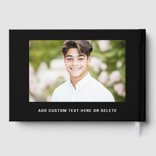 Foto student afstuderen afstudeerdop zwart gastenboek (Achterkant)