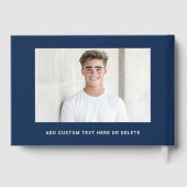 Foto student afstuderen afstuderen donkerblauw gastenboek (Achterkant)