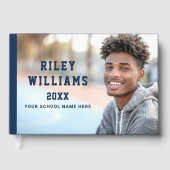 Foto student afstuderen afstuderen donkerblauw gastenboek (Voorkant)