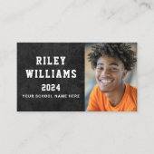 Foto student afstuderen donkergrijze textuur visitekaartje (Voorkant)