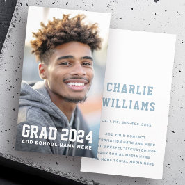 Foto student afstuderen naam visitekaartje