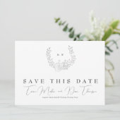 Foto Subtle Elegance | Classic Wreate Monogram Save The Date (Staand voorkant)