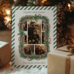 Foto Suikerstokkrans Familie Kerstmis Feestdagenkaart