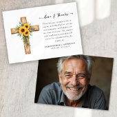 Foto Sunflower Cross Script begrafenis Bedankkaart